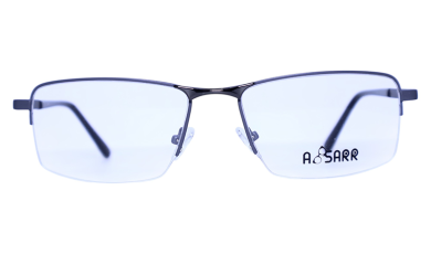 Men’s half-rim medical glasses with black and grey metal frame